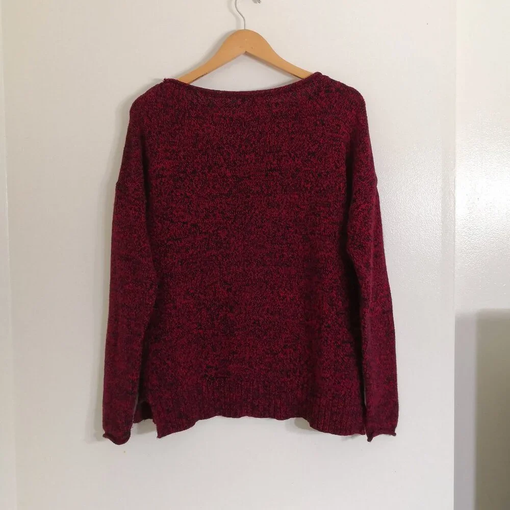 LRL Cotton Blend Red Black Marled Roll Neck Sweater Size‎ M